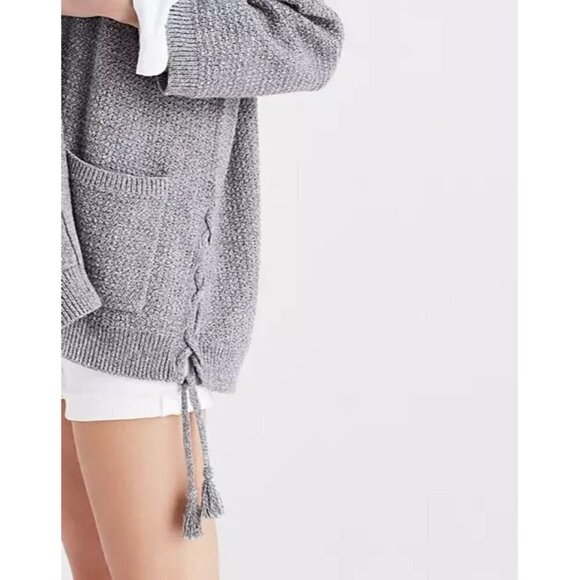 Madewell Gray Side Lace Cardigan Relaxed Fit Sweater S - Picture 3 of 7